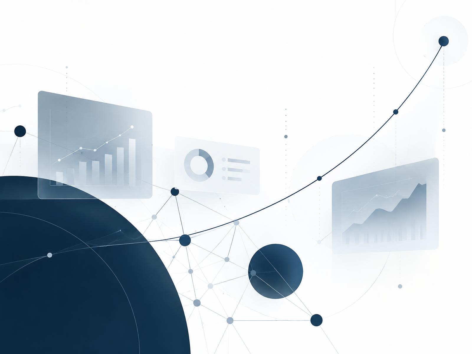 Abstract navy visualization of connected accounting, automation and growth systems